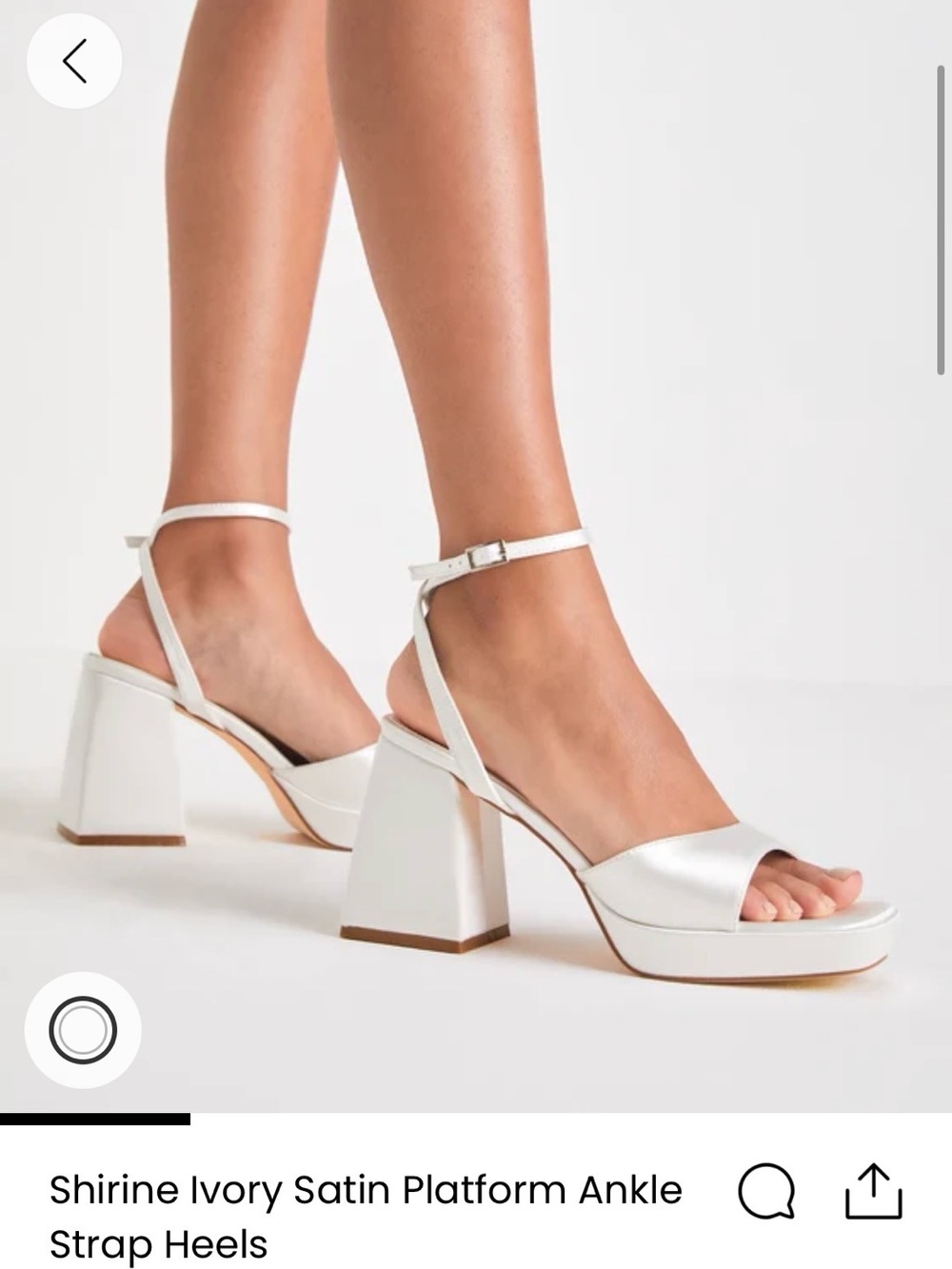 Lulus Ivory Satin Platform Ankle Strap Heels